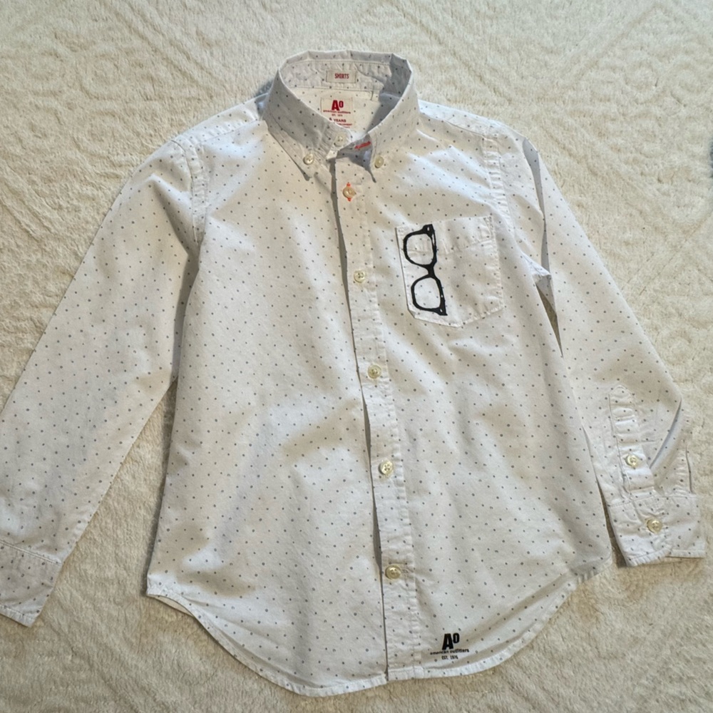 Boys White Polka Dot cotton Shirt size 6